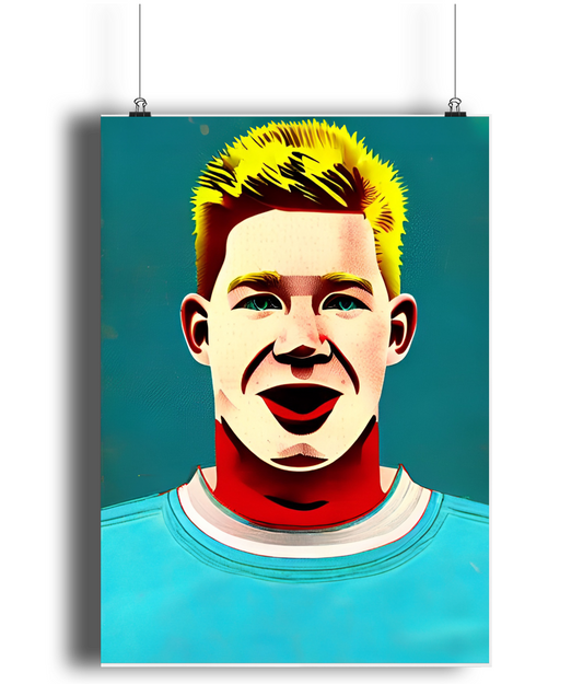 Kevin de Bruyne Retro City A3 Wall Art Print