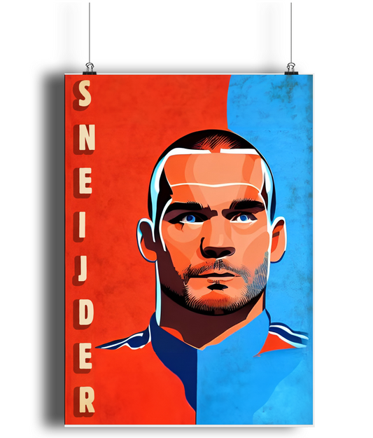 Wesley Sneijder Retro A3 WAll Art Print