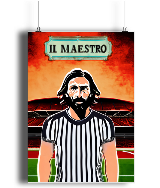 Andrea Pirlo il Maestro Juve A3 Wall Art Print