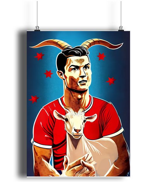 Cristiano Ronaldo GOAT Man Utd A3 Wall Art Print