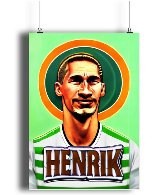 Henrik Larsson Retro Celtic A3 Wall Art Print