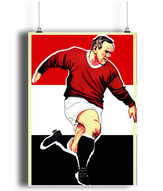 Wayne Rooney Utd Flag A3 Wall Art Print