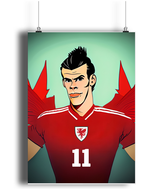 Gareth Bale Welsh Dragon A3 Wall Art Print