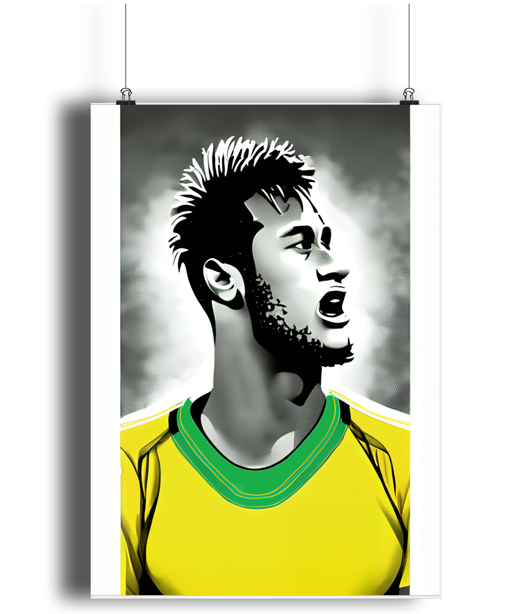 Neymar Brazil Caricature A3 Wall Art Print