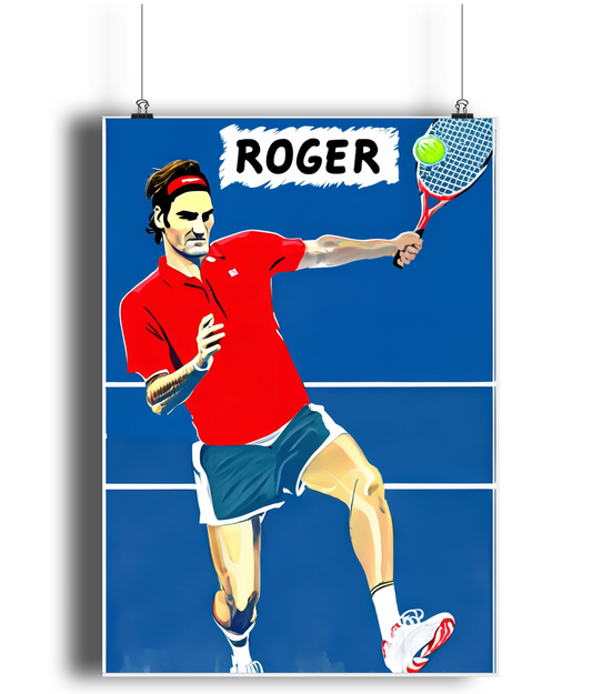 Roger Federer Blue Icon A3 Wall Art Print