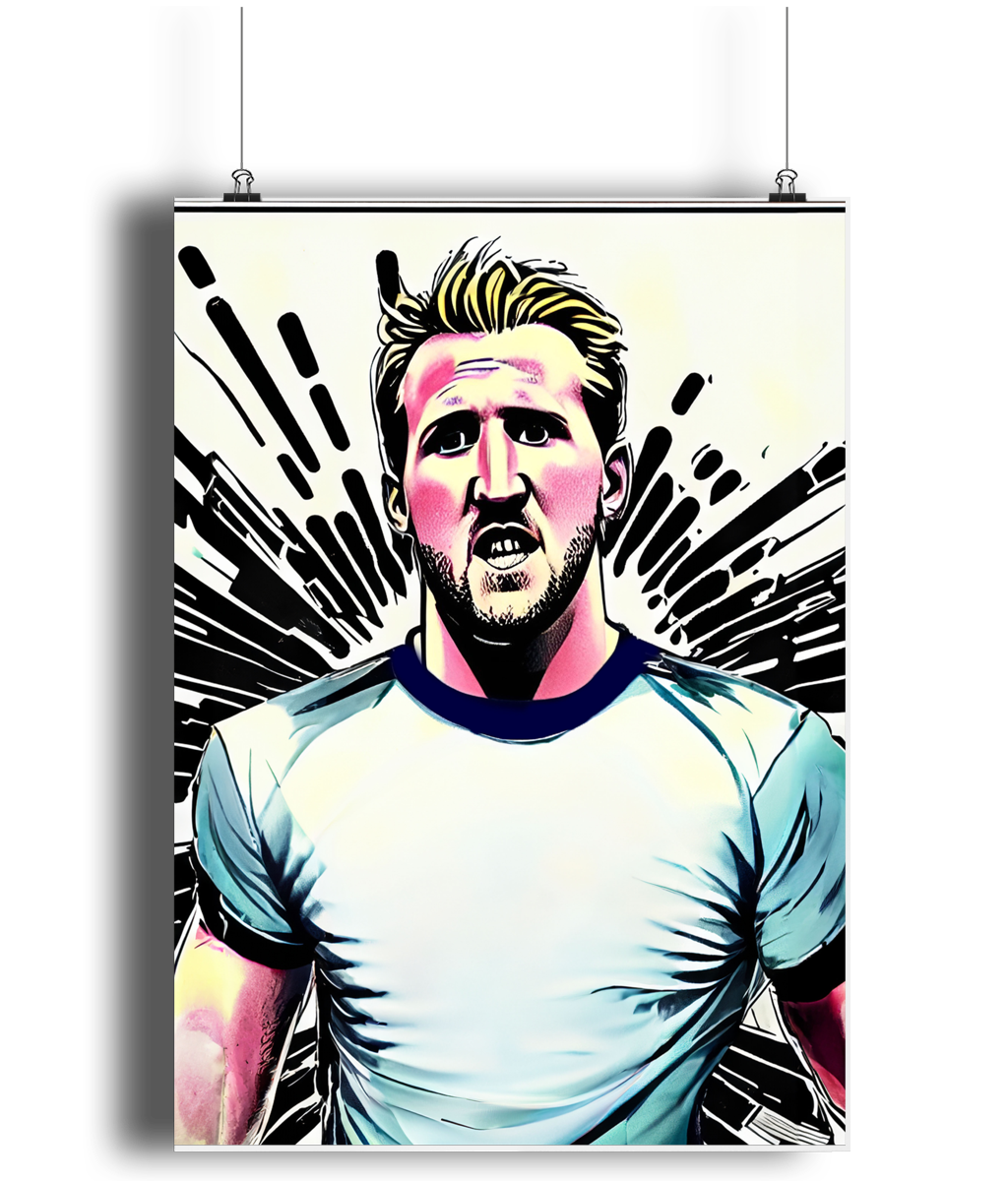 Harry Kane Retro A3 Wall Art Print