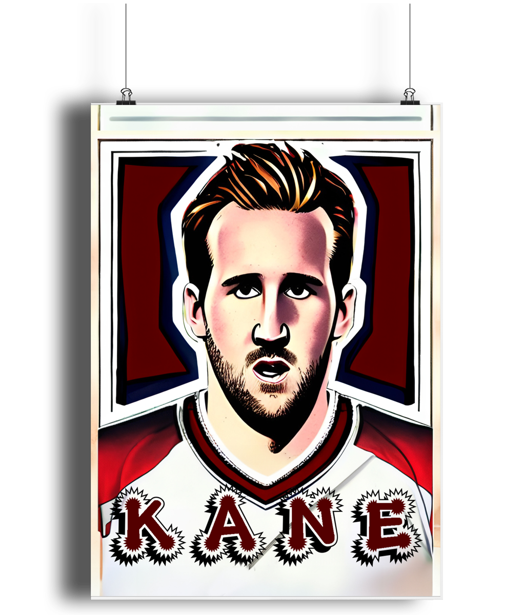 Harry Kane Retro Bayern A3 Wall Art Print