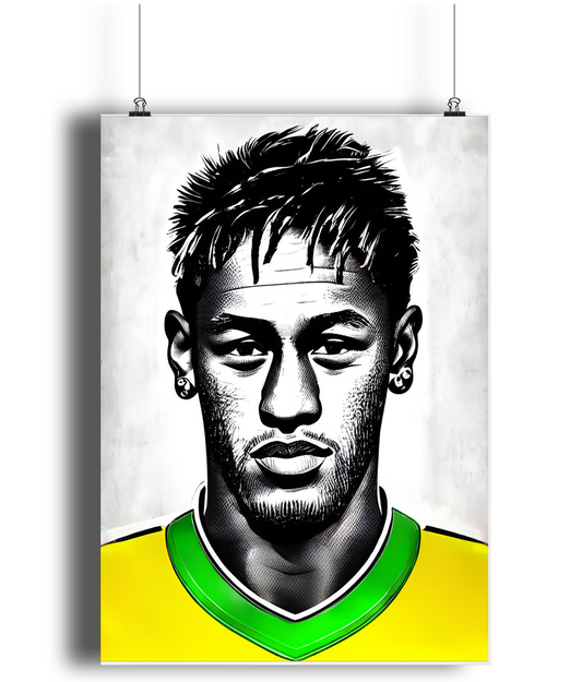 Neymar Brazil Mugshot A3 Wall Art Print