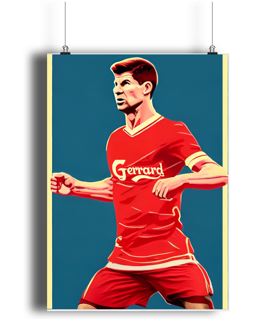 Steven Gerrard Retro A3 Wall Art Print