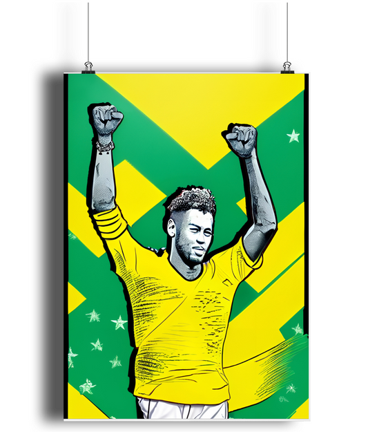 Neymar Brazil Celebrate A3 Wall Art Print