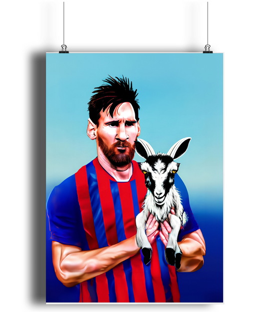 Lionel Messi GOAT Barca A3 Wall Art Print